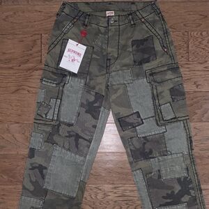 True Religion Supreme Camo Patchwork Jeans Super T Pants Size 30 With Hat